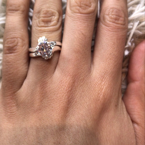 .925 silver sterling ring zirconia stone engagement - Picture 5 of 11